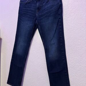 Hollister Dark Blue Jeans with Brown Leather Patch